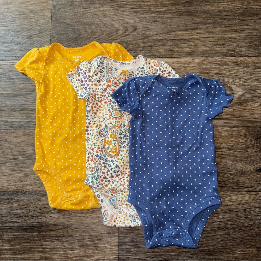 Carter's Yellow and Blue Bodysuits One Piece (3 Pack)